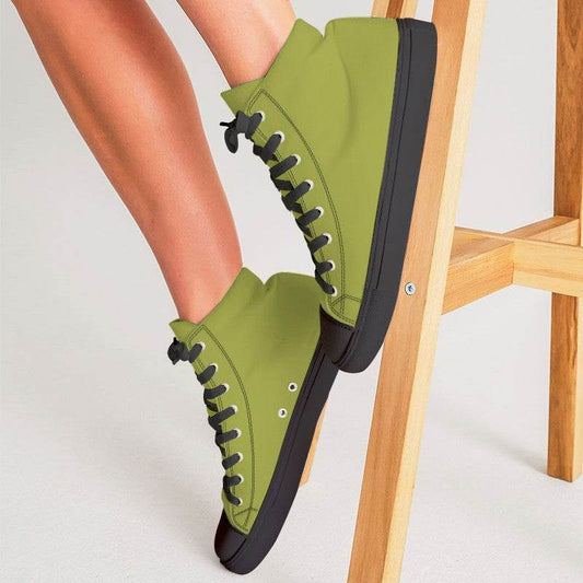 Medium-Dark Medium Lime Women's High-Top Canvas Sneakers (LY1-ME-MD) - Woman CloseUp