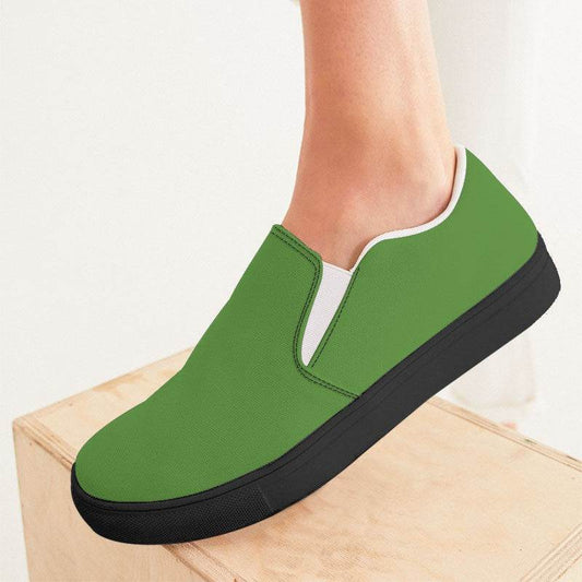 Medium-Dark Medium Lime Women's Slip-On Canvas Sneakers (GL2-ME-MD) - Woman CloseUp