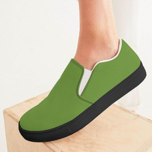 Medium-Dark Medium Lime Women's Slip-On Canvas Sneakers (GL3-ME-MD) - Woman CloseUp