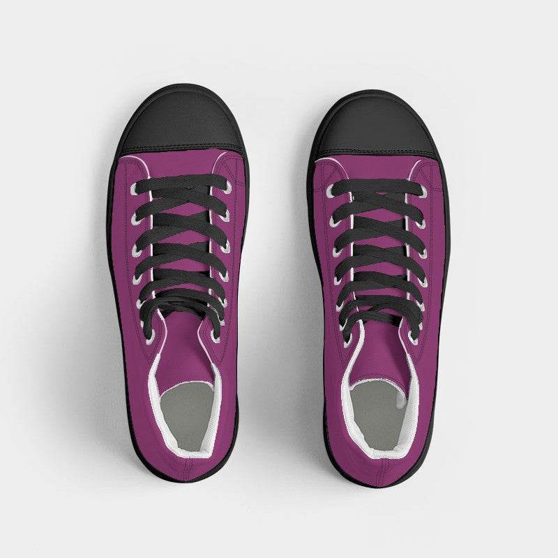 Medium-Dark Medium Magenta Men's High-Top Canvas Sneakers (PIM2-ME-MD) - Top