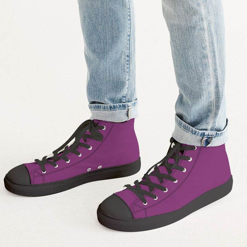 Medium-Dark Medium Magenta Men's High-Top Canvas Sneakers (PIM3-ME-MD) - Man CloseUp