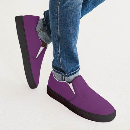 Medium-Dark Medium Magenta Men's Slip-On Canvas Sneakers (M-ME-MD) - Man CloseUp