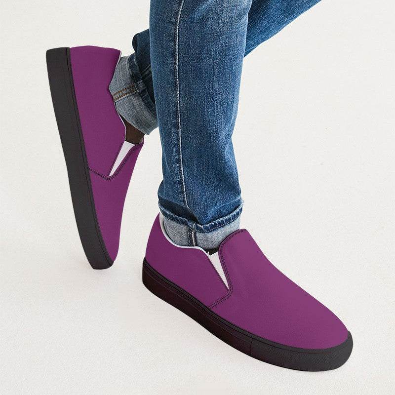 Medium-Dark Medium Magenta Men's Slip-On Canvas Sneakers (PIM3-ME-MD) - Man CloseUp