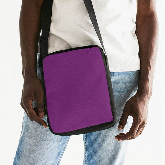Medium-Dark Medium Magenta Messenger Pouch (M-ME-MD) - Man Front CloseUp