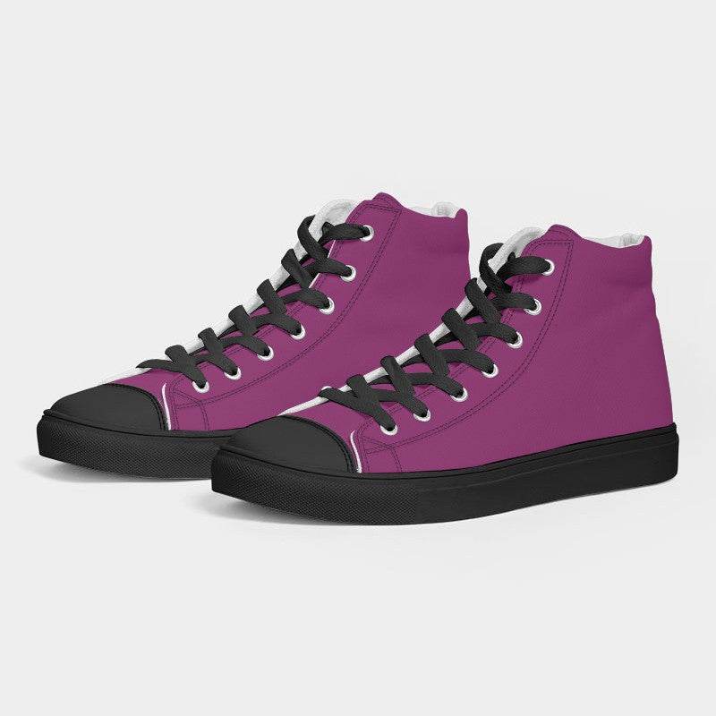 Medium-Dark Medium Magenta Women's High-Top Canvas Sneakers (PIM2-ME-MD) - Side 3