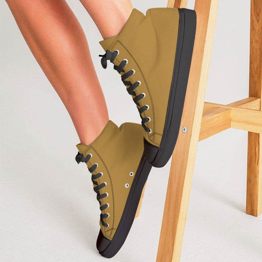 Medium-Dark Medium Orange Women's High-Top Canvas Sneakers (YO2-ME-MD) - Woman CloseUp