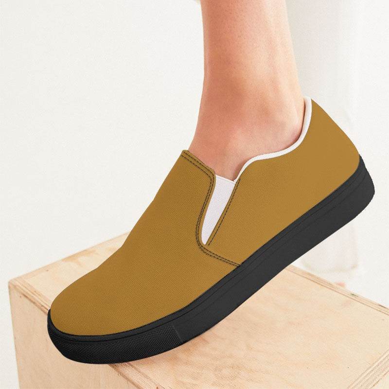 Medium-Dark Medium Orange Women's Slip-On Canvas Sneakers (YO2-ME-MD) - Woman CloseUp