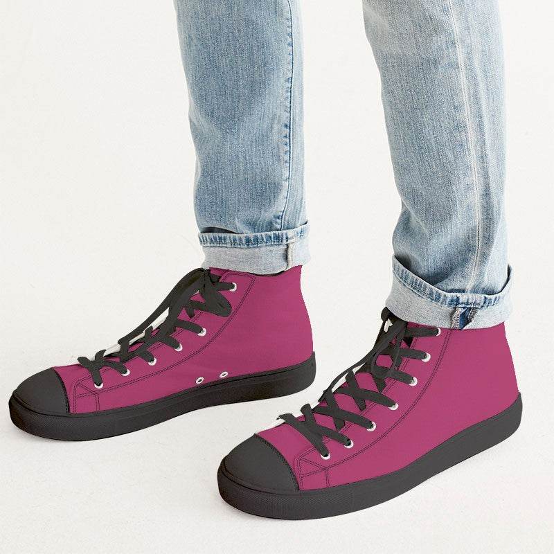 Medium-Dark Medium Pink Men's High-Top Canvas Sneakers (PI-ME-MD) - Man CloseUp