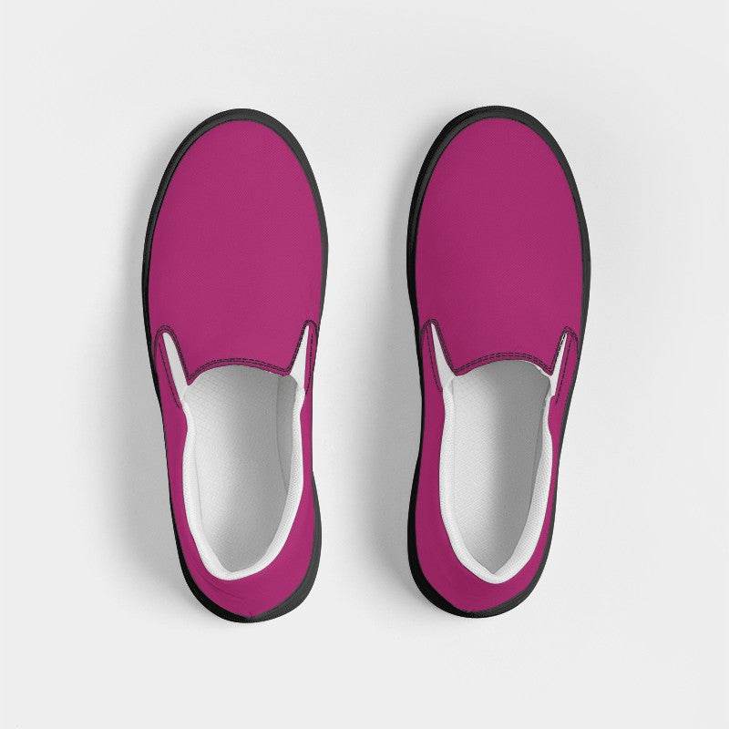 Medium-Dark Medium Pink Women's Slip-On Canvas Sneakers (PIM1-ME-MD) - Top