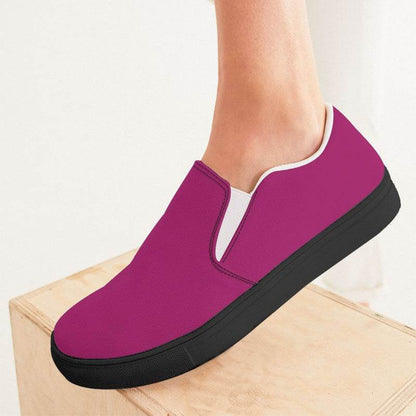 Medium-Dark Medium Pink Women's Slip-On Canvas Sneakers (PIM1-ME-MD) - Woman CloseUp