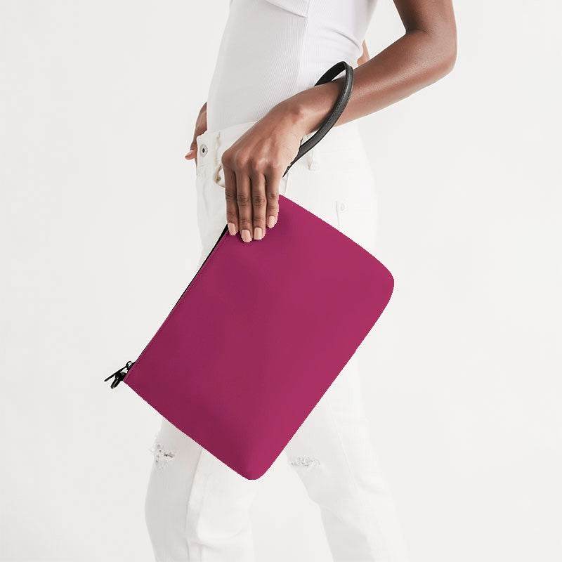 Medium-Dark Medium Pink Zip Pouch (PI-ME-MD) - Side Holding