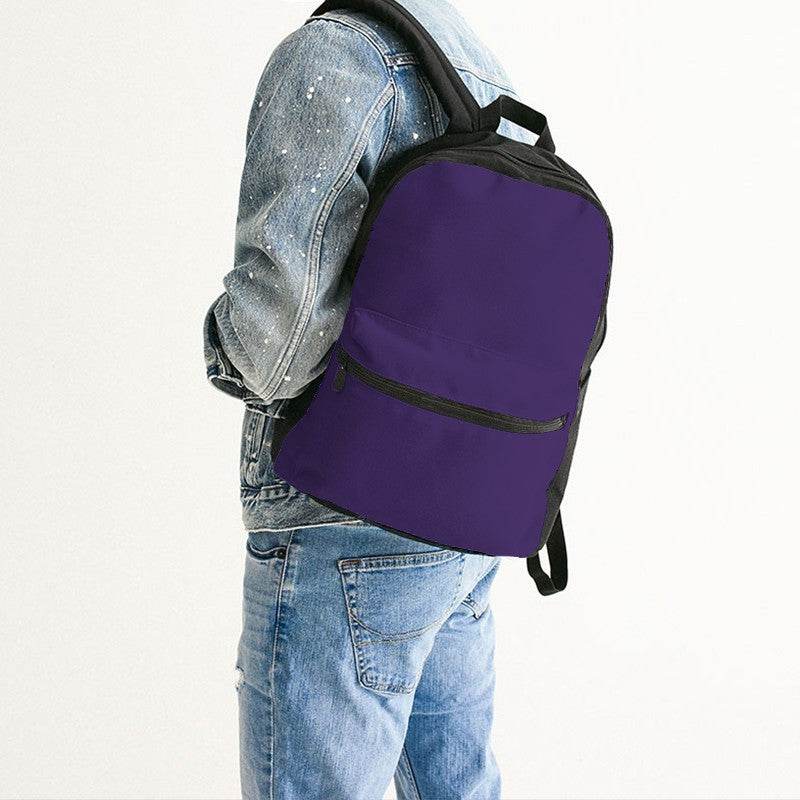 Medium-Dark Medium Purple Canvas Backpack (PU-ME-MD) - Man Back CloseUp