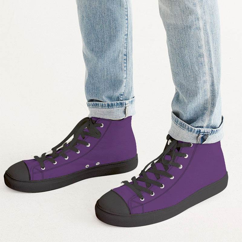 Medium-Dark Medium Purple Men's High-Top Canvas Sneakers (MPU2-ME-MD) - Man CloseUp