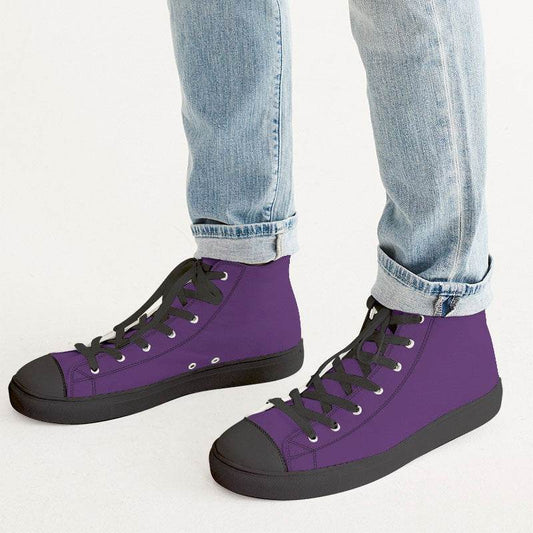 Medium-Dark Medium Purple Men's High-Top Canvas Sneakers (MPU2-ME-MD) - Man CloseUp