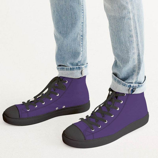 Medium-Dark Medium Purple Men's High-Top Canvas Sneakers (PU-ME-MD) - Man CloseUp