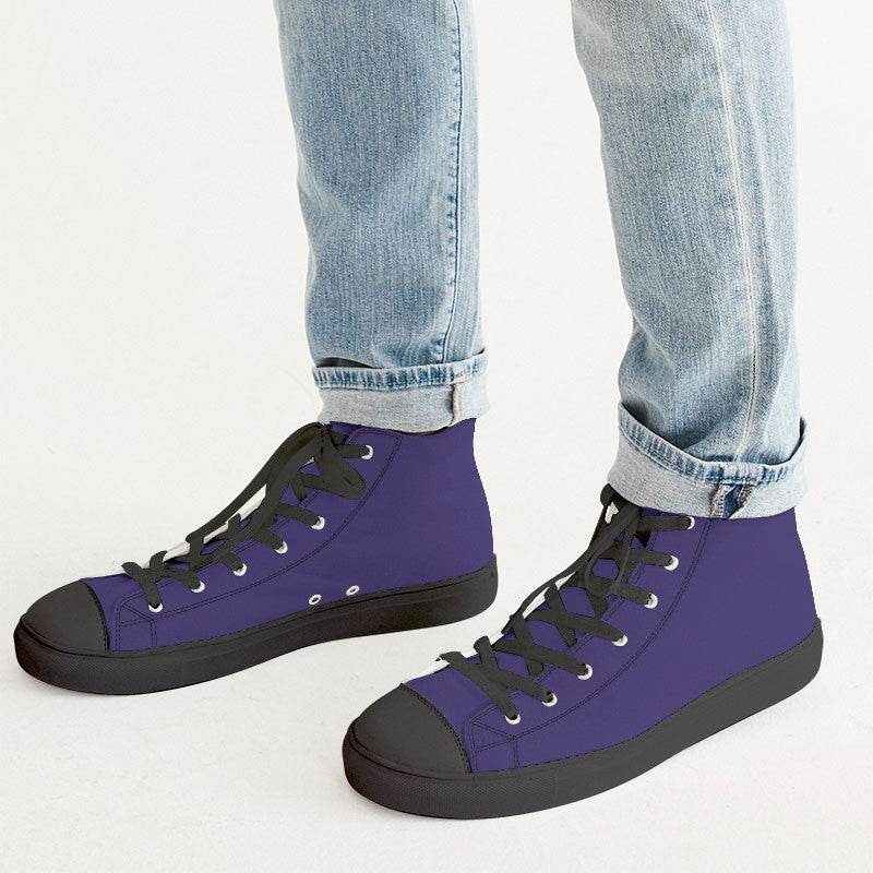 Medium-Dark Medium Purple Men's High-Top Canvas Sneakers (PUI1-ME-MD) - Man CloseUp