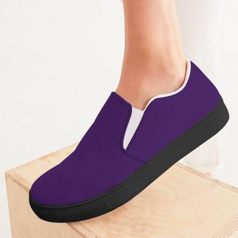 Medium-Dark Medium Purple Women's Slip-On Canvas Sneakers (MPU3-ME-MD) - Woman CloseUp