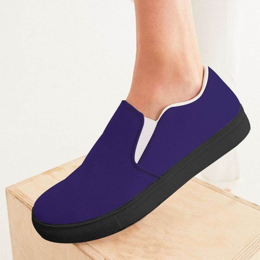 Medium-Dark Medium Purple Women's Slip-On Canvas Sneakers (PUI1-ME-MD) - Woman CloseUp