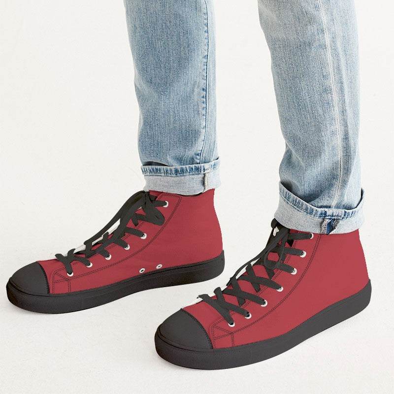 Medium-Dark Medium Red Men's High-Top Canvas Sneakers (RPI1-ME-MD) - Man CloseUp