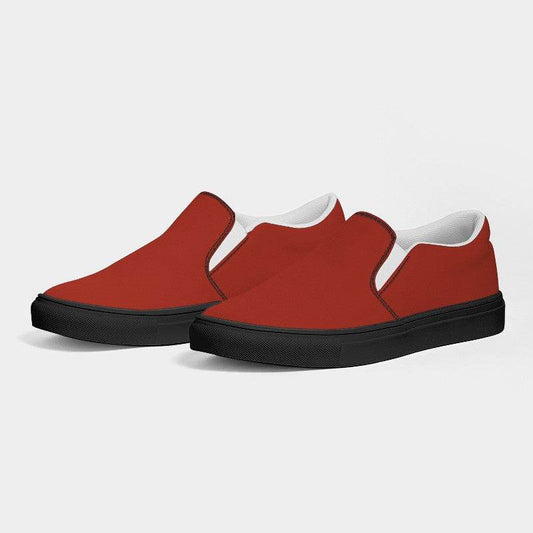 Medium-Dark Medium Red Men's Slip-On Canvas Sneakers (R-ME-MD) - Side 3