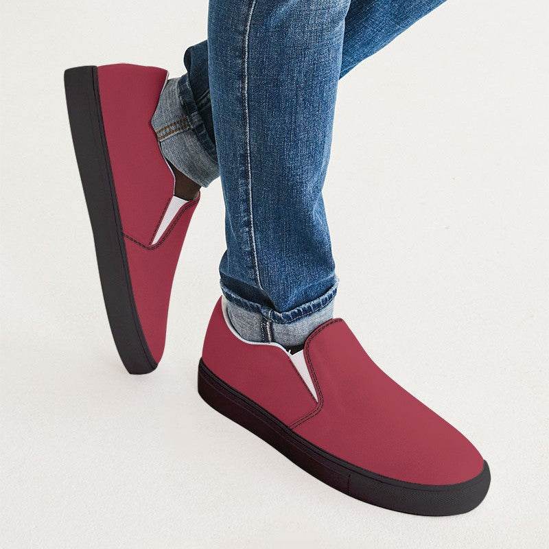 Medium-Dark Medium Red Men's Slip-On Canvas Sneakers (RPI2-ME-MD) - Man CloseUp