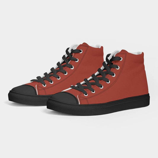 Medium-Dark Medium Red Women's High-Top Canvas Sneakers (R-ME-MD) - Side 3