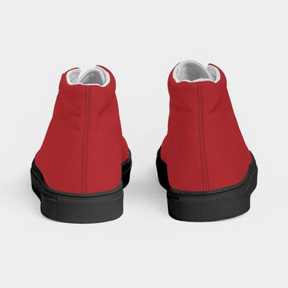 Medium-Dark Medium Red Women's High-Top Canvas Sneakers (RPI1-ME-MD) - Back