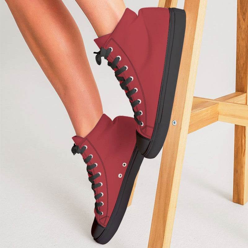 Medium-Dark Medium Red Women's High-Top Canvas Sneakers (RPI1-ME-MD) - Woman CloseUp