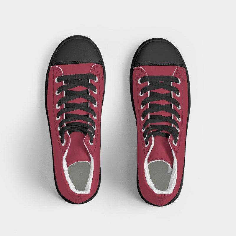 Medium-Dark Medium Red Women's High-Top Canvas Sneakers (RPI2-ME-MD) - Top