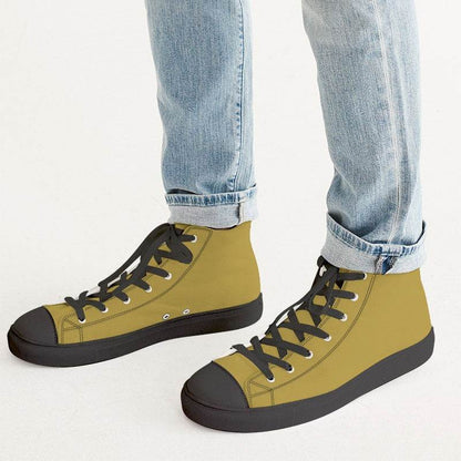 Medium-Dark Medium Yellow Men's High-Top Canvas Sneakers (Y-ME-MD) - Man CloseUp