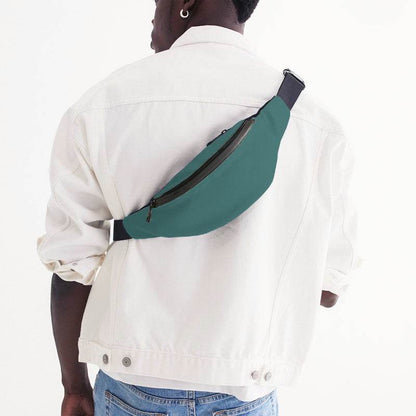 Medium-Dark Muted Blue-Green Belt Bag (CBG2-MU-MD) - Man Back
