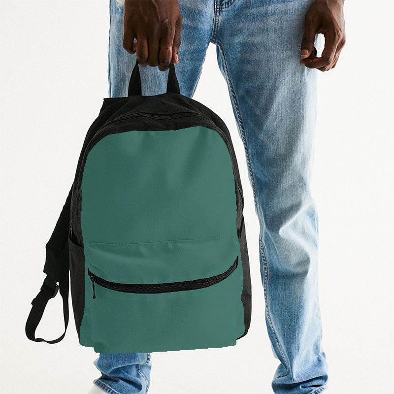 Medium-Dark Muted Blue-Green Canvas Backpack (BG-MU-MD) - Man Holding