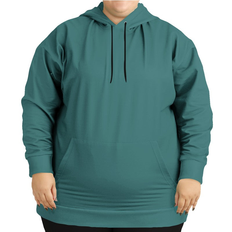 Medium-Dark Muted Blue-Green Hoodie PLUS (CBG2-MU-MD) - Woman Front PLUS