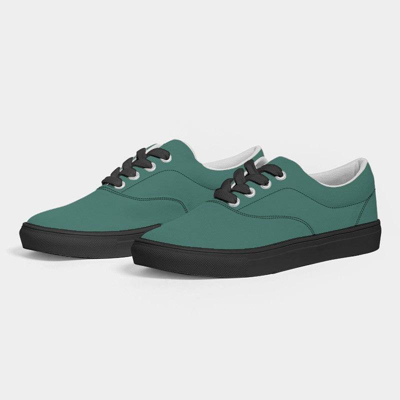 Medium-Dark Muted Blue-Green Men's Canvas Sneakers (BG-MU-MD) - Side 3