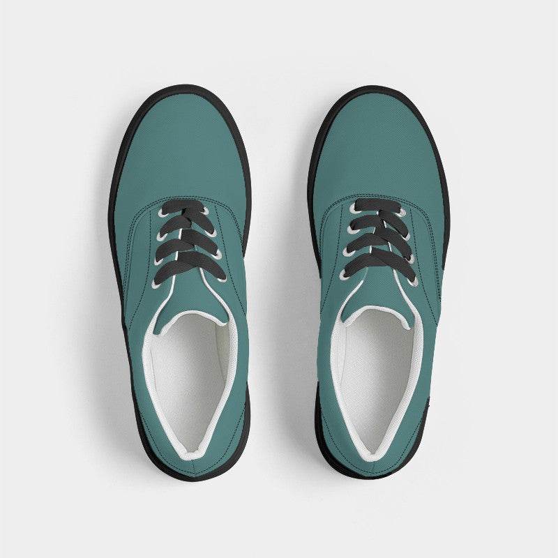 Medium-Dark Muted Blue-Green Men's Canvas Sneakers (CBG2-MU-MD) - Top