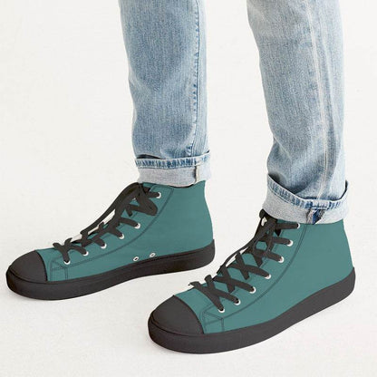 Medium-Dark Muted Blue-Green Men's High-Top Canvas Sneakers (CBG2-MU-MD) - Man CloseUp