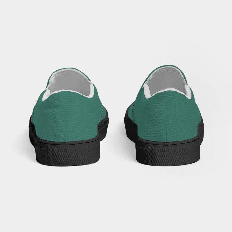 Medium-Dark Muted Blue-Green Men's Slip-On Canvas Sneakers (BG-MU-MD) - Back