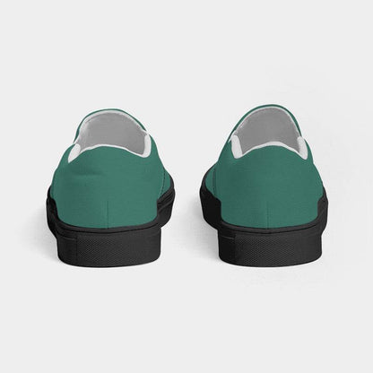 Medium-Dark Muted Blue-Green Men's Slip-On Canvas Sneakers (BG-MU-MD) - Back