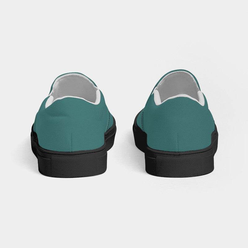 Medium-Dark Muted Blue-Green Men's Slip-On Canvas Sneakers (CBG2-MU-MD) - Back