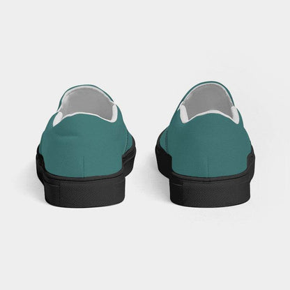 Medium-Dark Muted Blue-Green Men's Slip-On Canvas Sneakers (CBG2-MU-MD) - Back