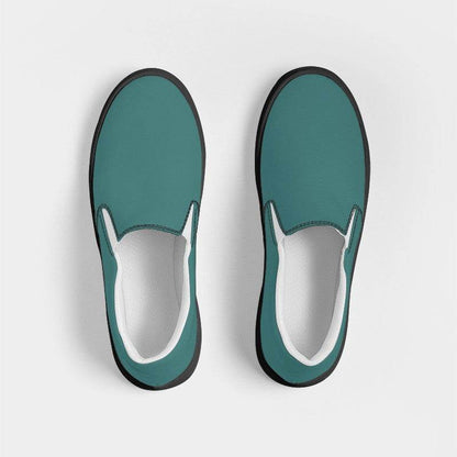 Medium-Dark Muted Blue-Green Men's Slip-On Canvas Sneakers (CBG2-MU-MD) - Top