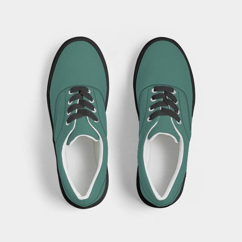 Medium-Dark Muted Blue-Green Women's Canvas Sneakers (BG-MU-MD) - Top
