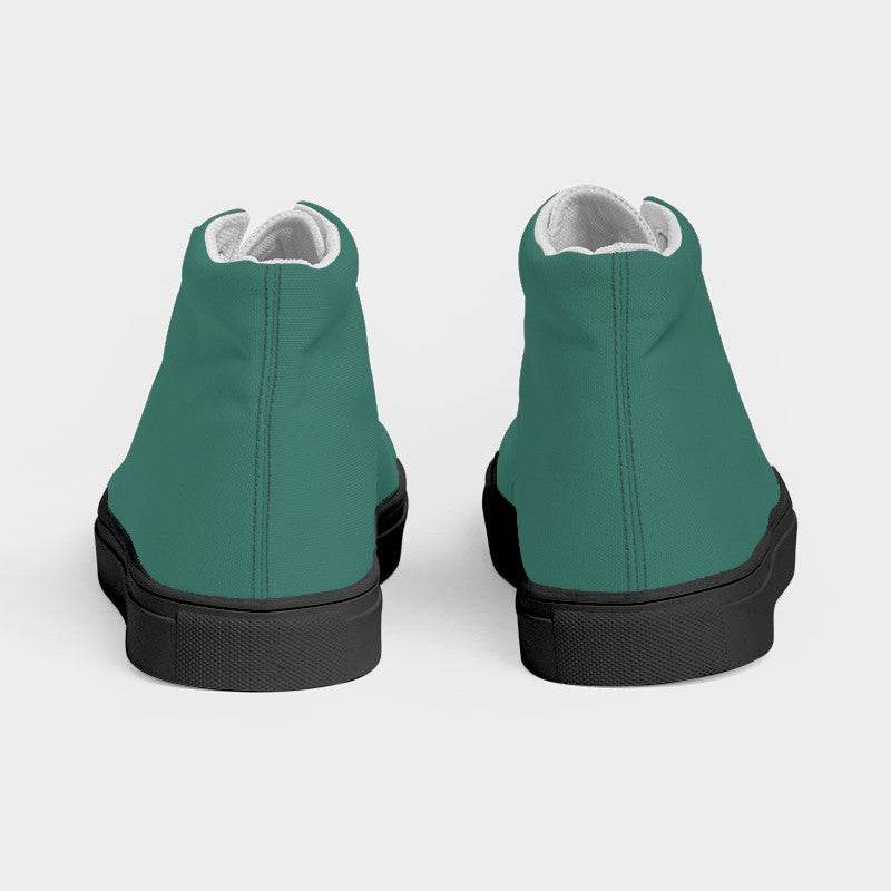 Medium-Dark Muted Blue-Green Women's High-Top Canvas Sneakers (BG-MU-MD) - Back