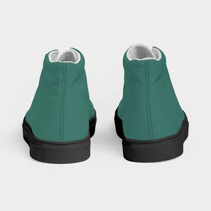 Medium-Dark Muted Blue-Green Women's High-Top Canvas Sneakers (BG-MU-MD) - Back