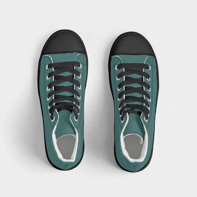 Medium-Dark Muted Blue-Green Women's High-Top Canvas Sneakers (CBG2-MU-MD) - Top