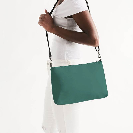 Medium-Dark Muted Blue-Green Zip Pouch (BG-MU-MD) - Side CloseUp
