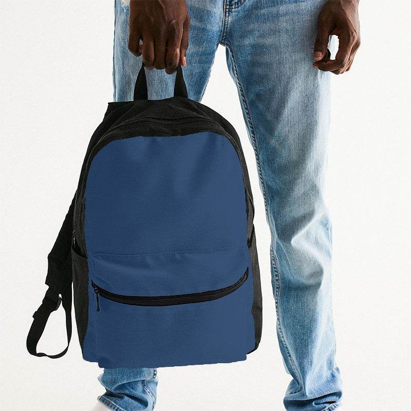Medium-Dark Muted Blue Canvas Backpack (IB2-MU-MD) - Man Holding