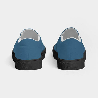 Medium-Dark Muted Blue Men's Slip-On Canvas Sneakers (B-MU-MD) - Back