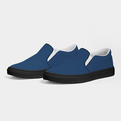 Medium-Dark Muted Blue Men's Slip-On Canvas Sneakers (IB2-MU-MD) - Side 3