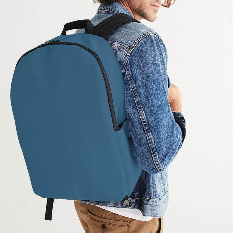 Medium-Dark Muted Blue Waterproof Backpack (B-MU-MD) - Man CloseUp